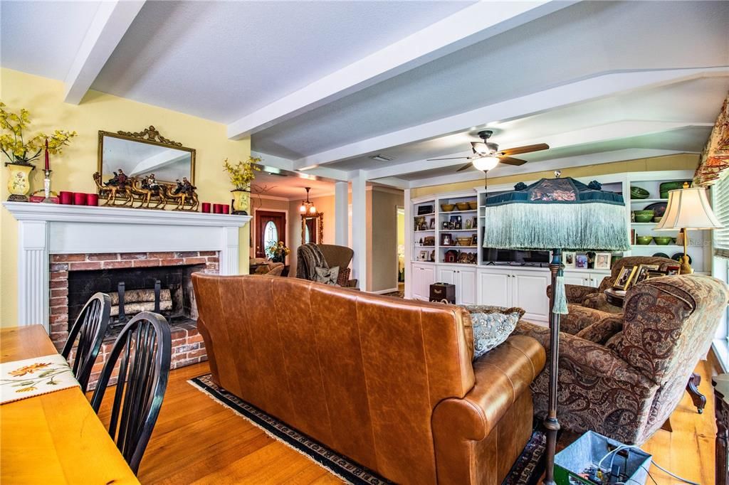 Living Room with wood burning Fireplace