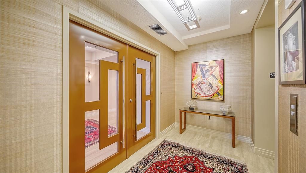 Elevator opens to your private foyer