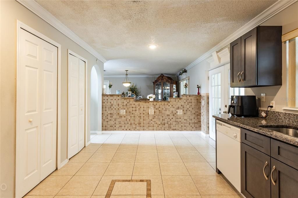 kitchen with updated cabinets and granite countertops