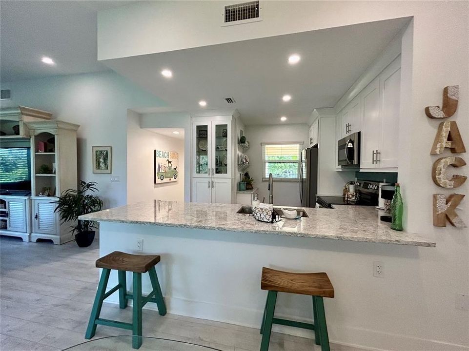 Designer quartz counter bar for breakfast or entertaining!