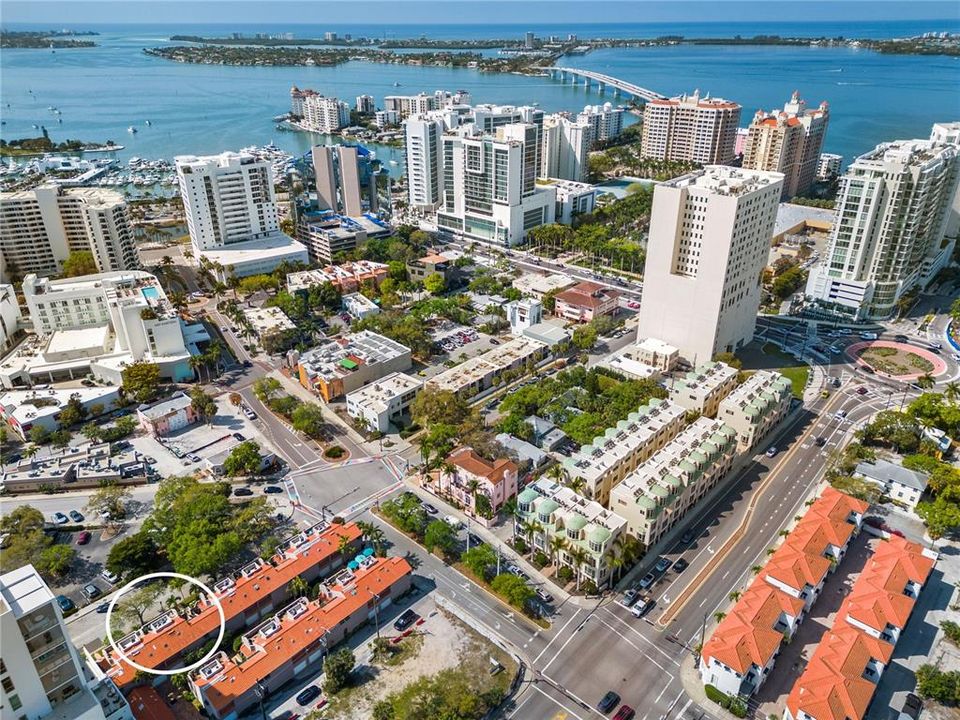 Aerial with Sarasota Bay