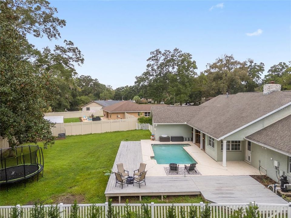 Aerial view of backyard and fencing