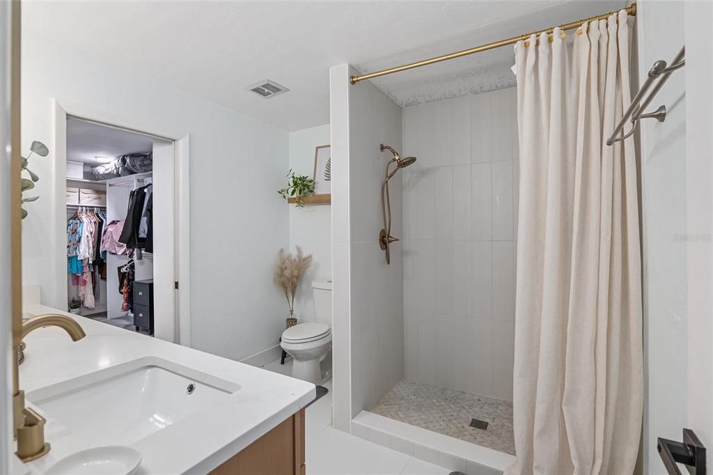 Brand new shower in renovated en suite master bath.