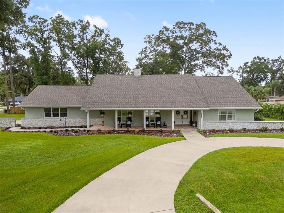 Aerial of front driveway