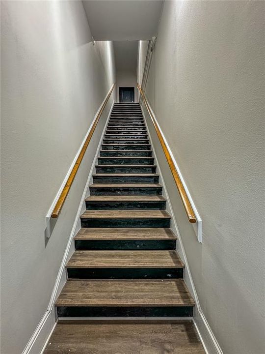 Shared stairway to apt access.