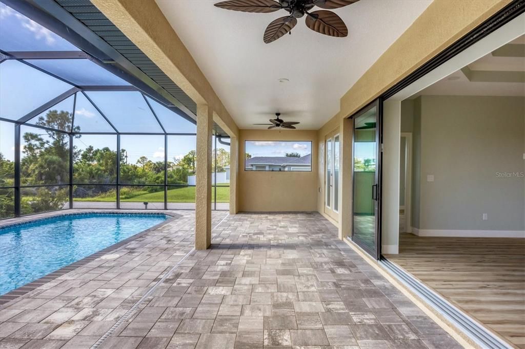 Large Paver Patio with Ceiling Fans