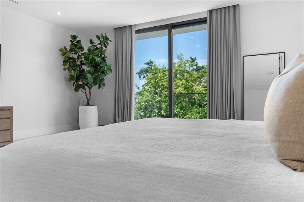 Guest Bedroom with Juliet balcony, walk-in closet, and bathroom.