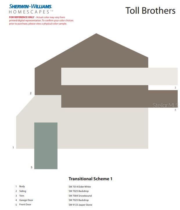 Exterior paint colors on our transitional elevation.