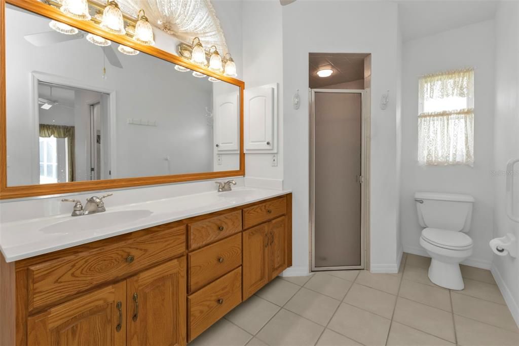 Primary bathroom dual sinks