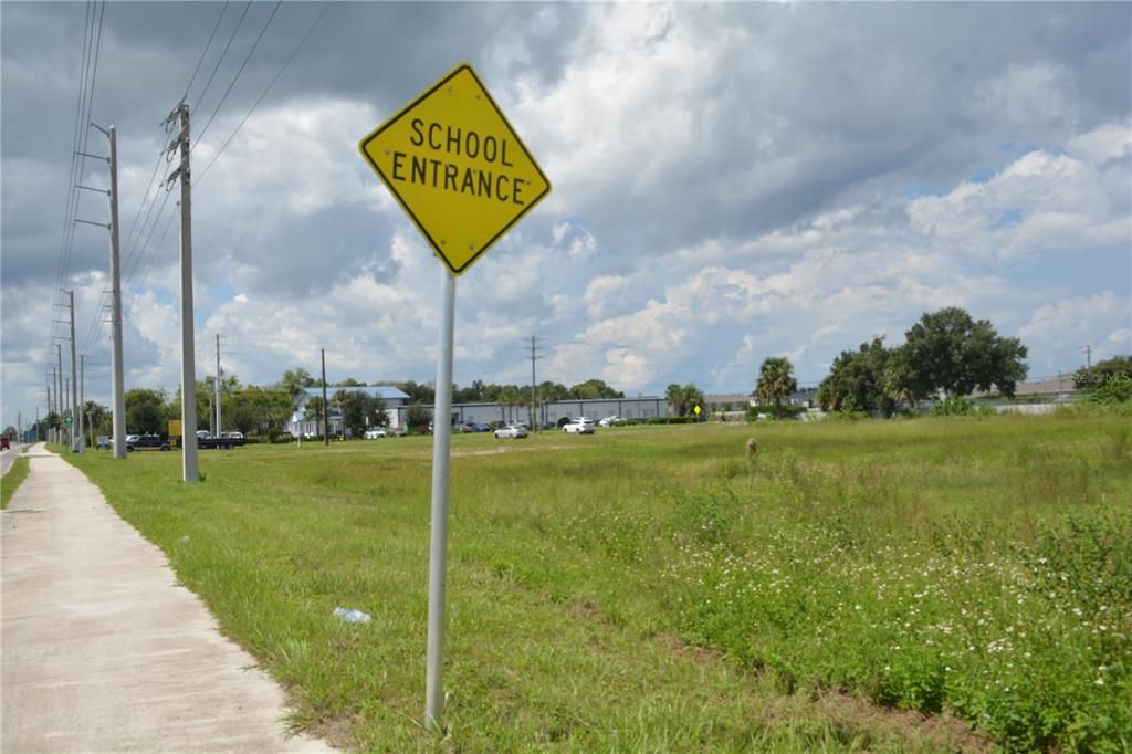 View of the school in the background