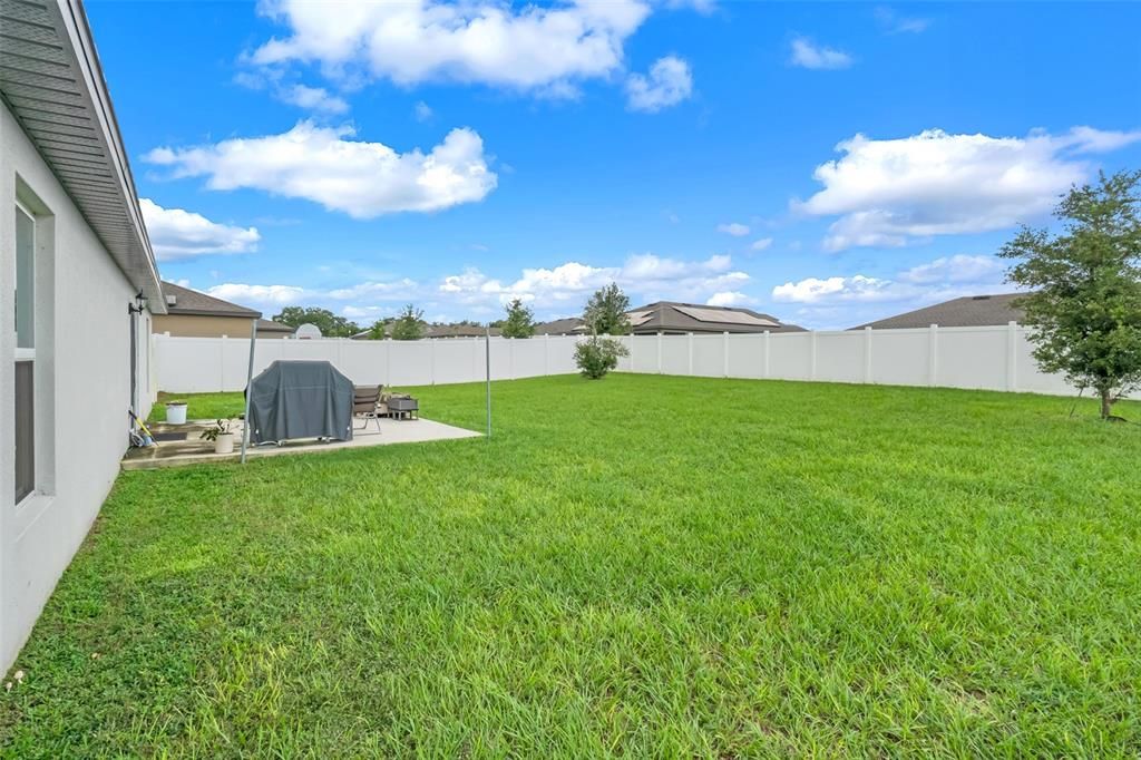 Fully fenced in backyard