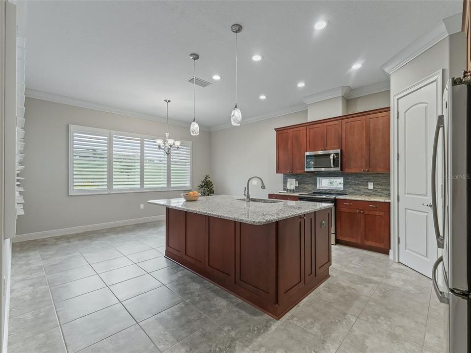 Kitchen with large granite island