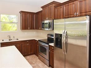 Kitchen with Stainless Steel Appliances.