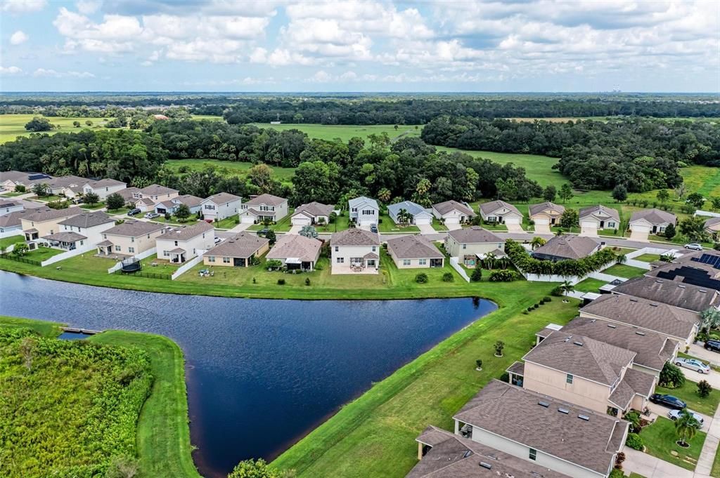 Aerial shot of back of home