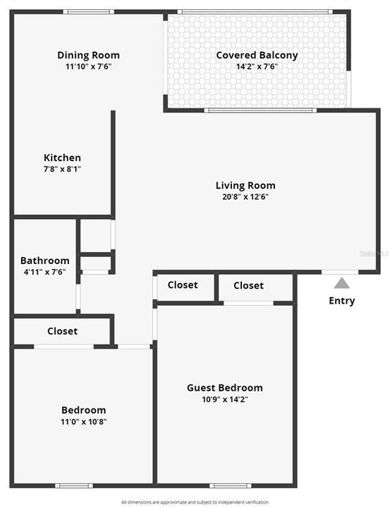 For Sale: $183,000 (2 beds, 1 baths, 872 Square Feet)