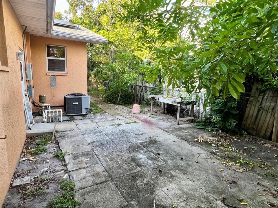 Large concrete paver area off gargage. Could be used for boat/rv parking