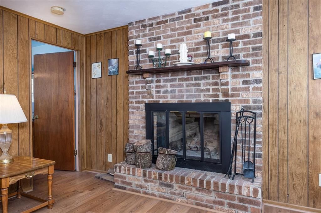 Family Room Wood Burning Fireplace