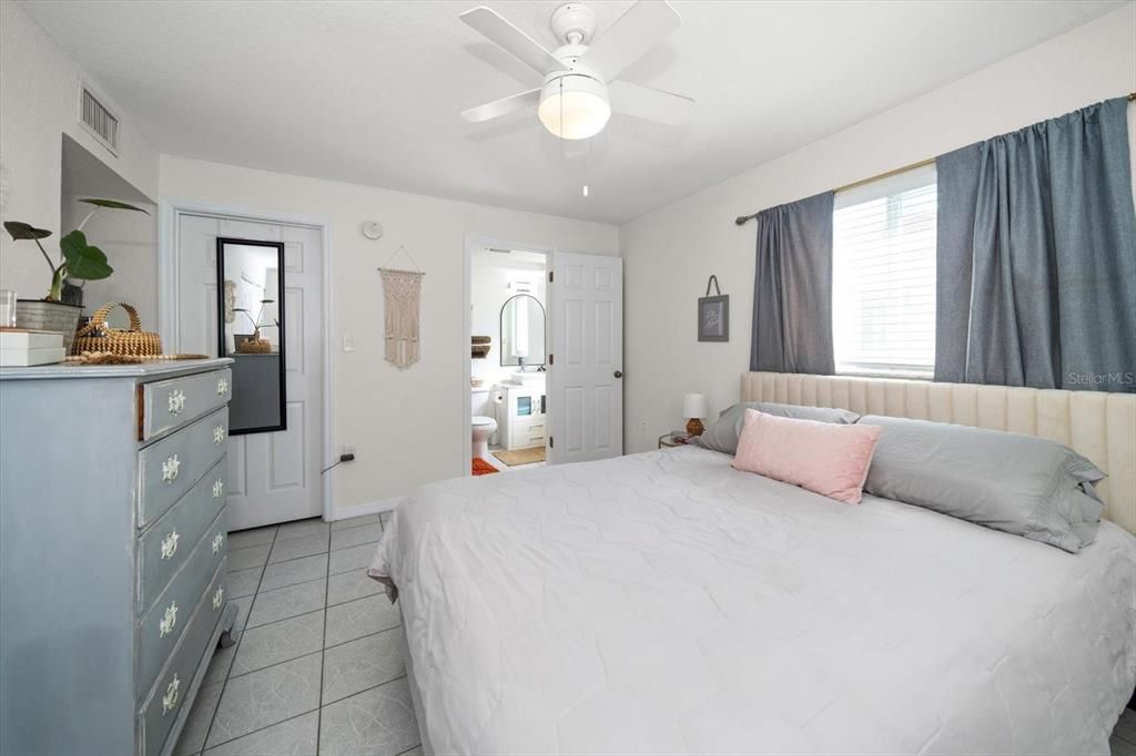 Large bedroom with a large walk-in Owner's Closet and a smaller closet for guests.