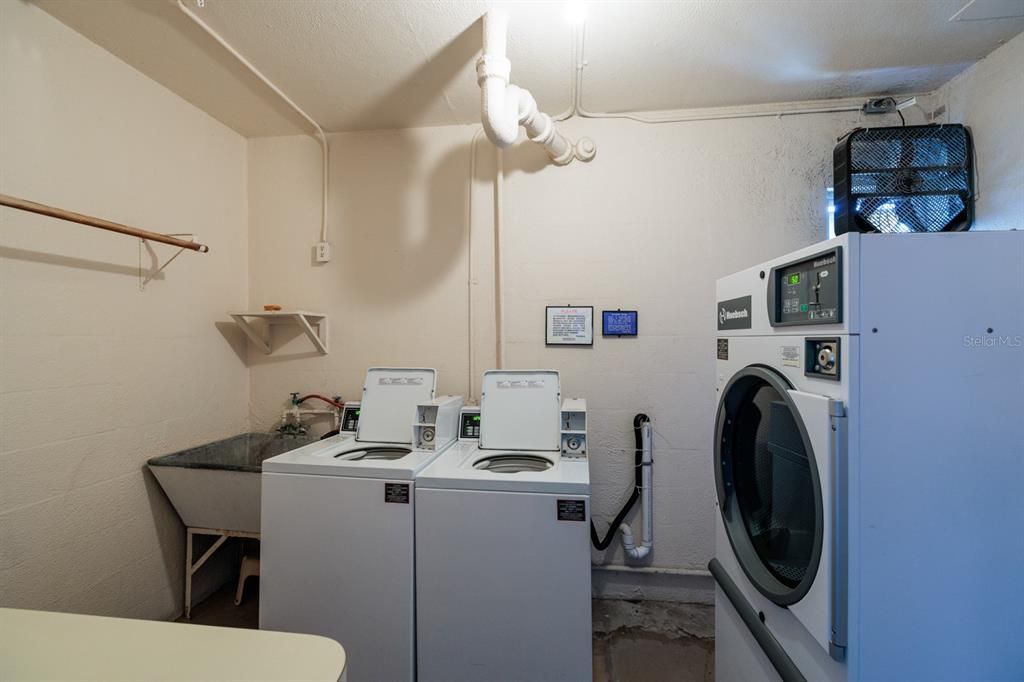 Laundry room across from elevator in middle of bldg. Every floor has a laundry toom.