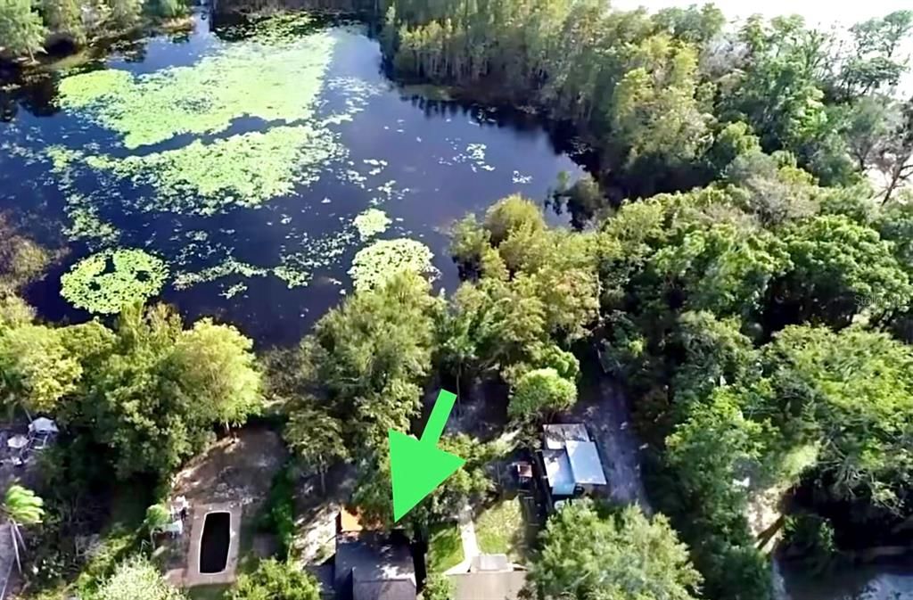 Aerial View of home in comparison to Lake Emily