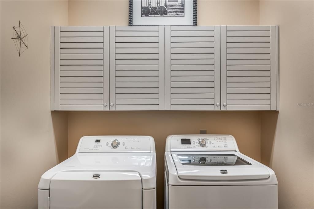 NEAT & TIDY LAUNDRY ROOM WITH STORAGE CABINETS