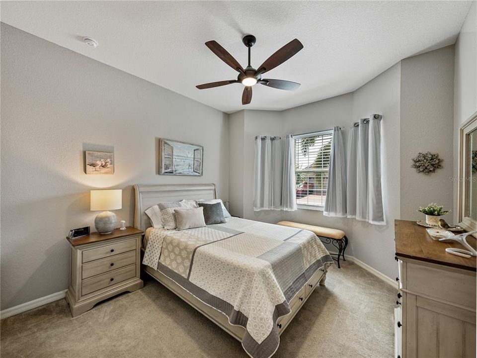 Guest bedroom with bay window