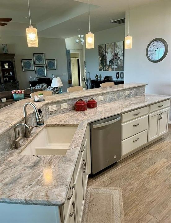 Breakfast bar and pendent lighting