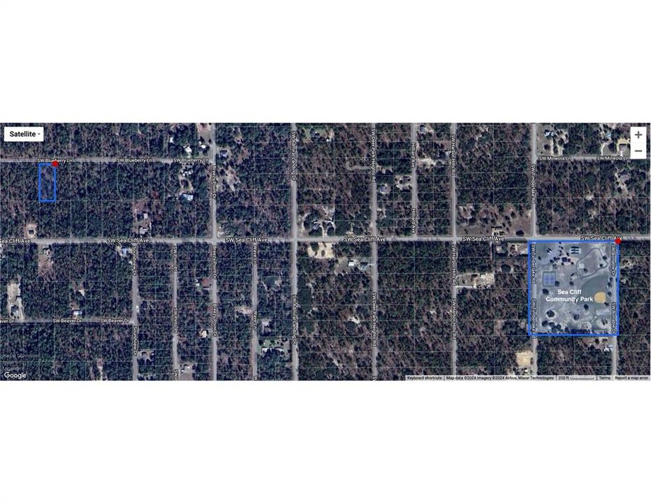 Satellite view of the Lot and the community park