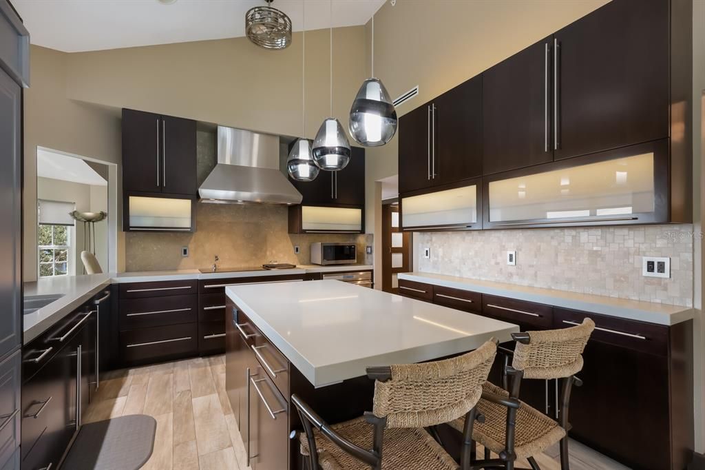 Renovated kitchen with 2.25" Caesarstone countertops