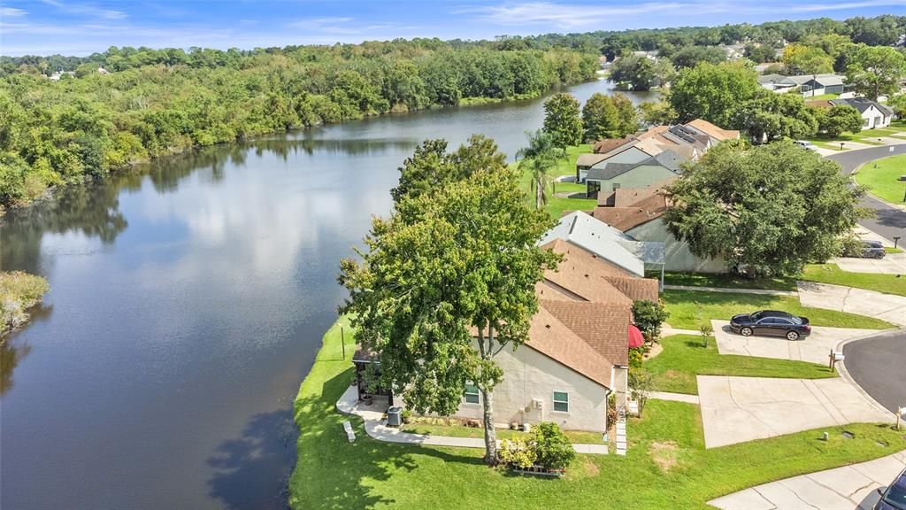 Aerial of Property with Lake Views