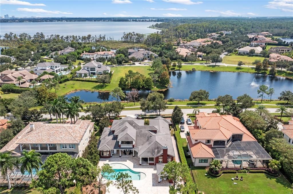 View from back of house to front - note large pond in front and Lake Tibet Butler on horizon