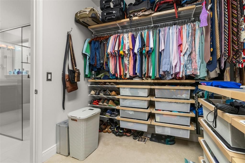 Custom closet in the primary suite