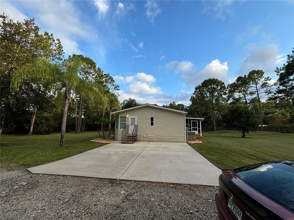 Parking area on a side of the house