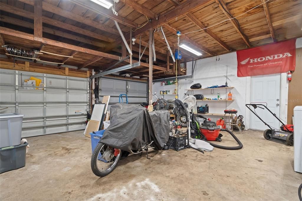 Spacious two car garage.