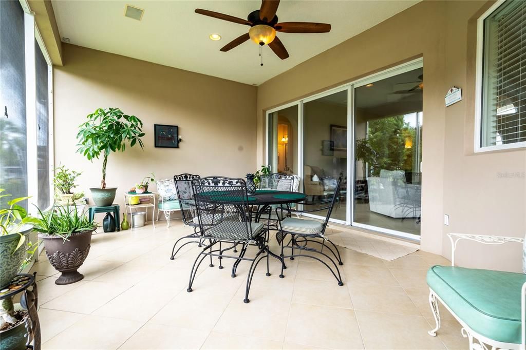 Private rear lanai towards main living area. AC ducts available for enclosure.