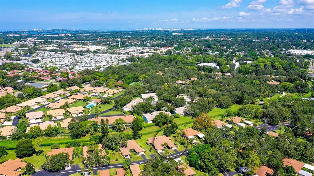 Aerial showing the proximity to Cultural Downtown Sarasota (Upper Middle)