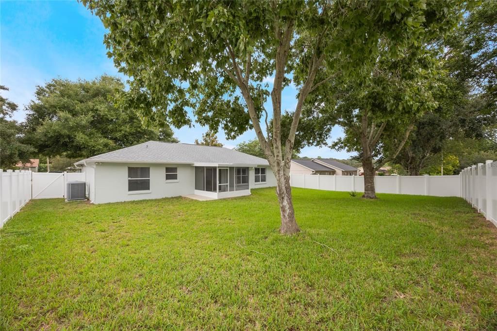 Mature landscape and privacy fence