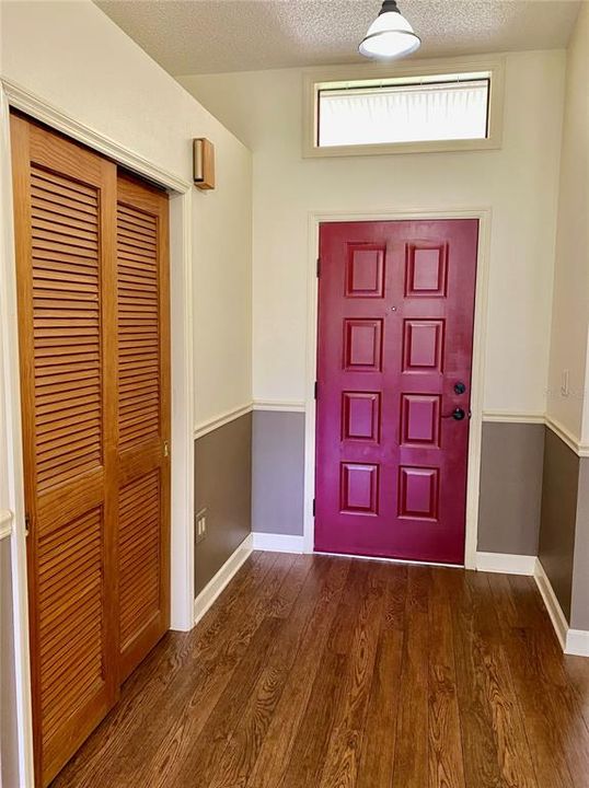 Foyer with Built-In Closet, Transom Window.... Chair Rail Thru Out the Home, Engineered Hardwood Flooring