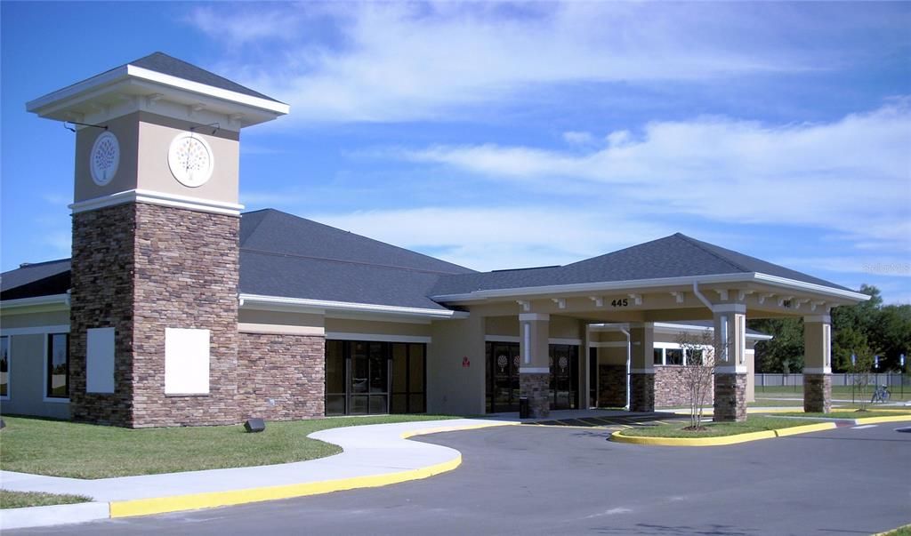 Building in front of the Community Pool at the APV Community Activity Center Campus.