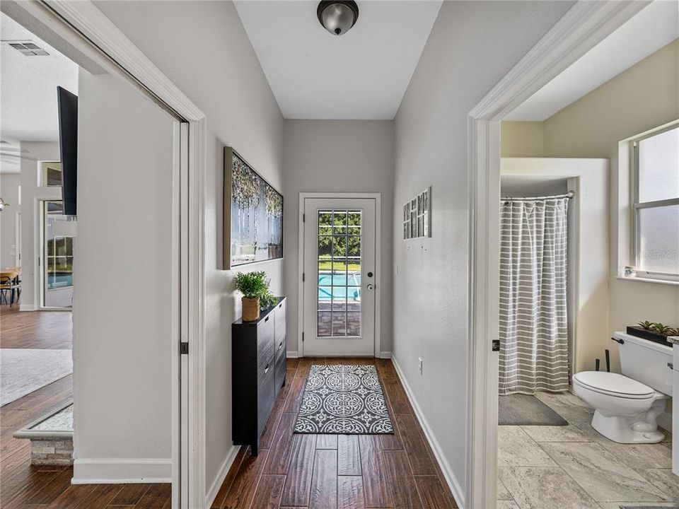 View of door leading to pool from bedroom 5