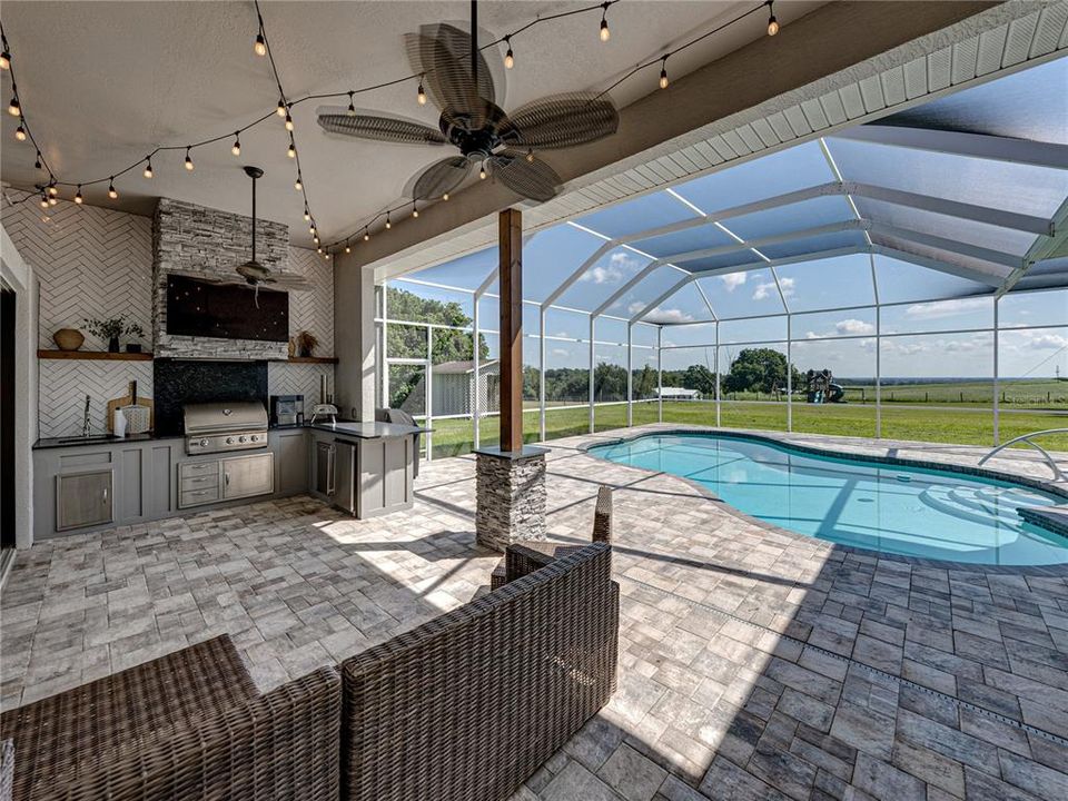 Outdoor kitchen and pool