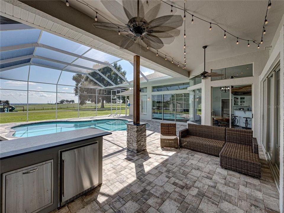 Pool viewed from outdoor kitchen