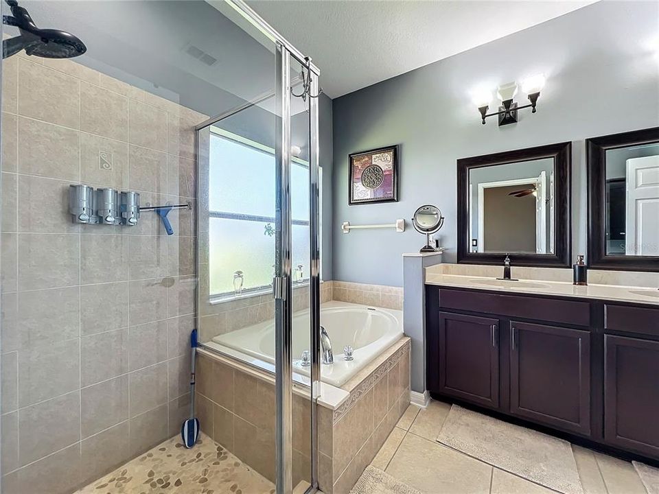 Master bathroom, double sink, walk-in shower and large garden tub.