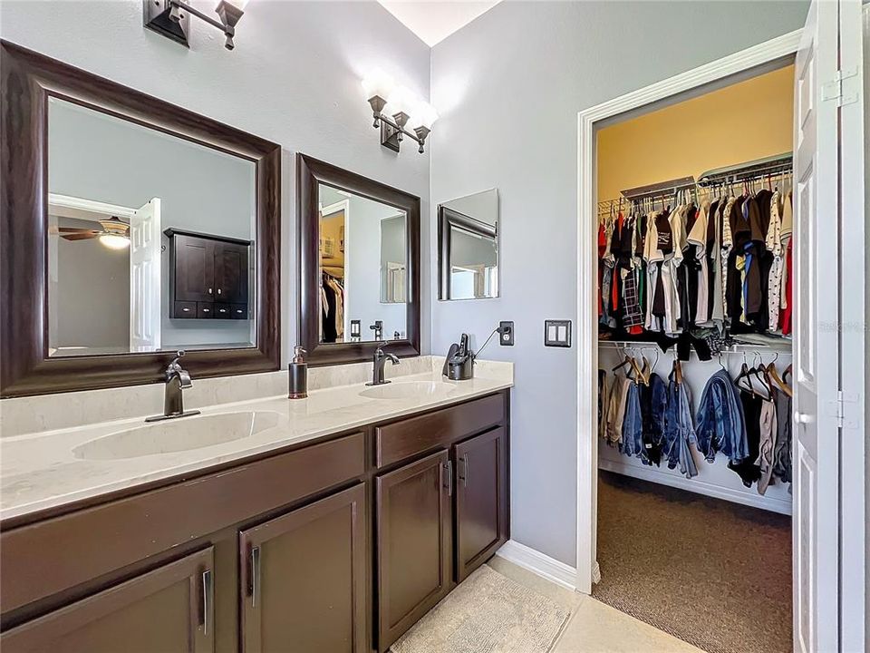 Double sink and large walk-in closet.