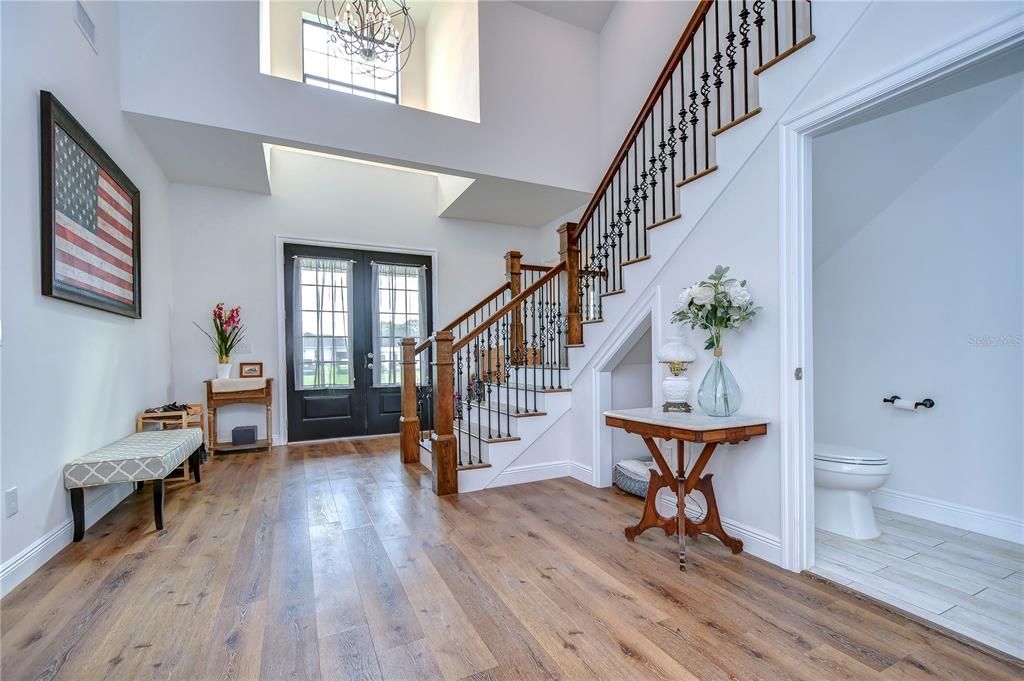 Double door entrance to the two story foyer!