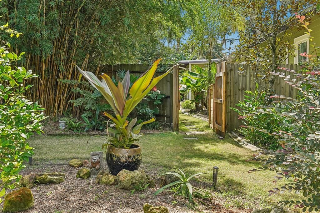 Side yard with gate to front yard