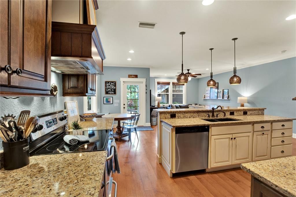 Stainless steel appliances offer a modern touch to this beautifully executed craftsman kitchen