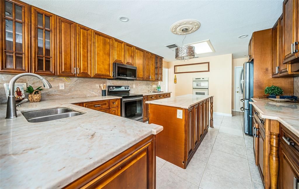 Solid wood cabinets and granite countertops