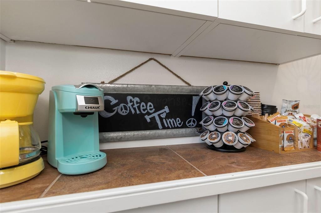 coffee area of master hallway