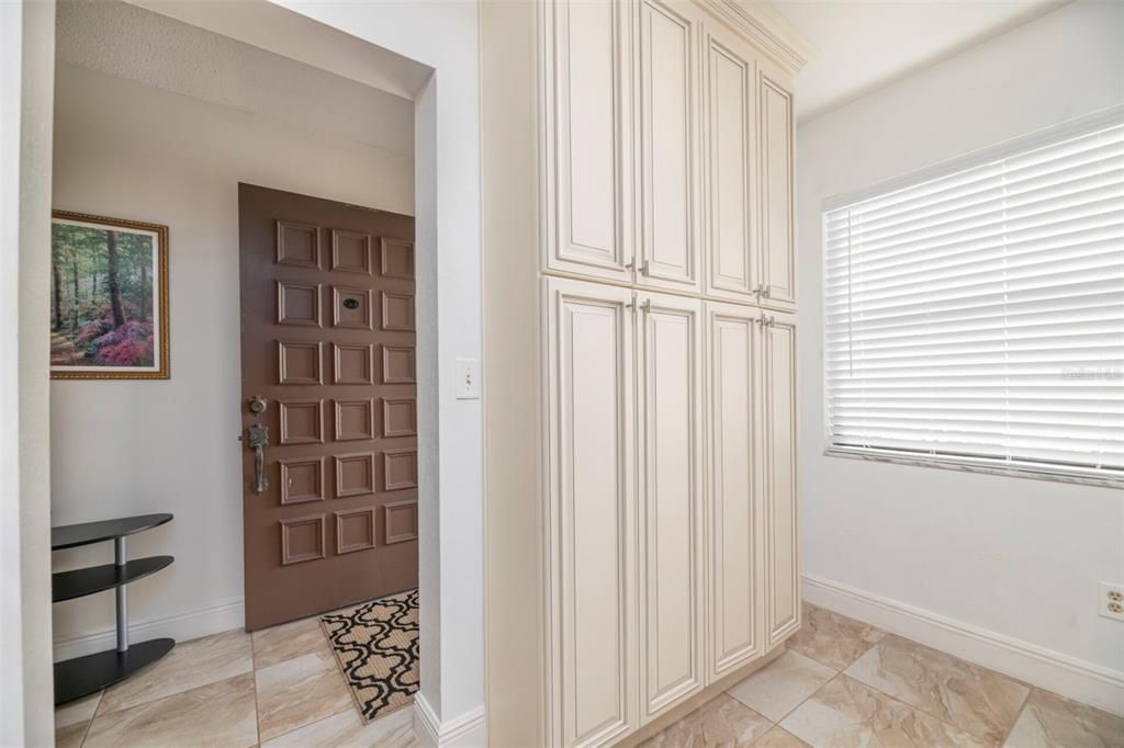 Storage in this  kitchen is not an issue with this wall of cabinets!!Great use of space.